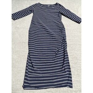 Old Navy Dress Women's Small Maternity Long Sleeve Blue Stripe Fitted Dress